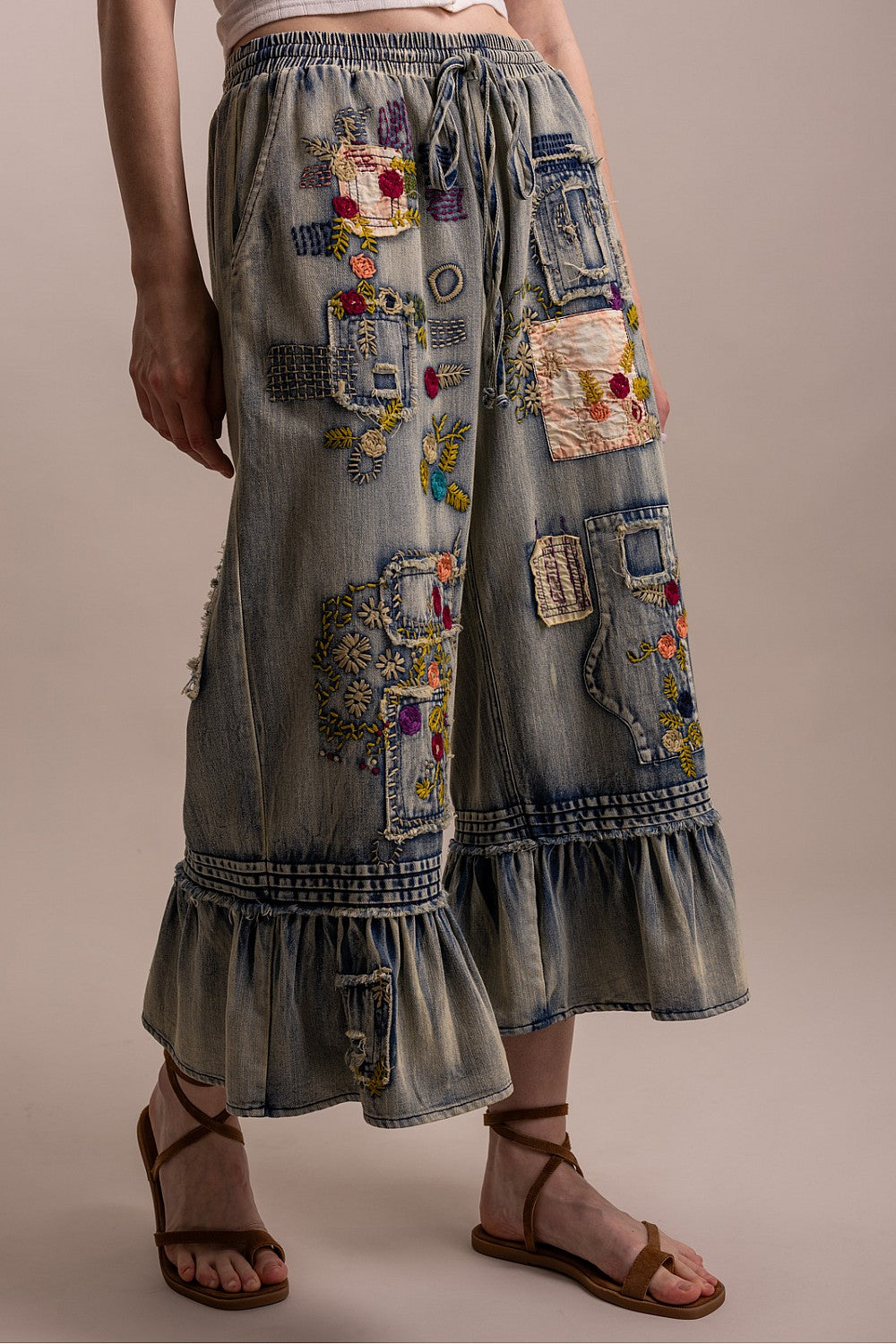 Denim Patch Pants