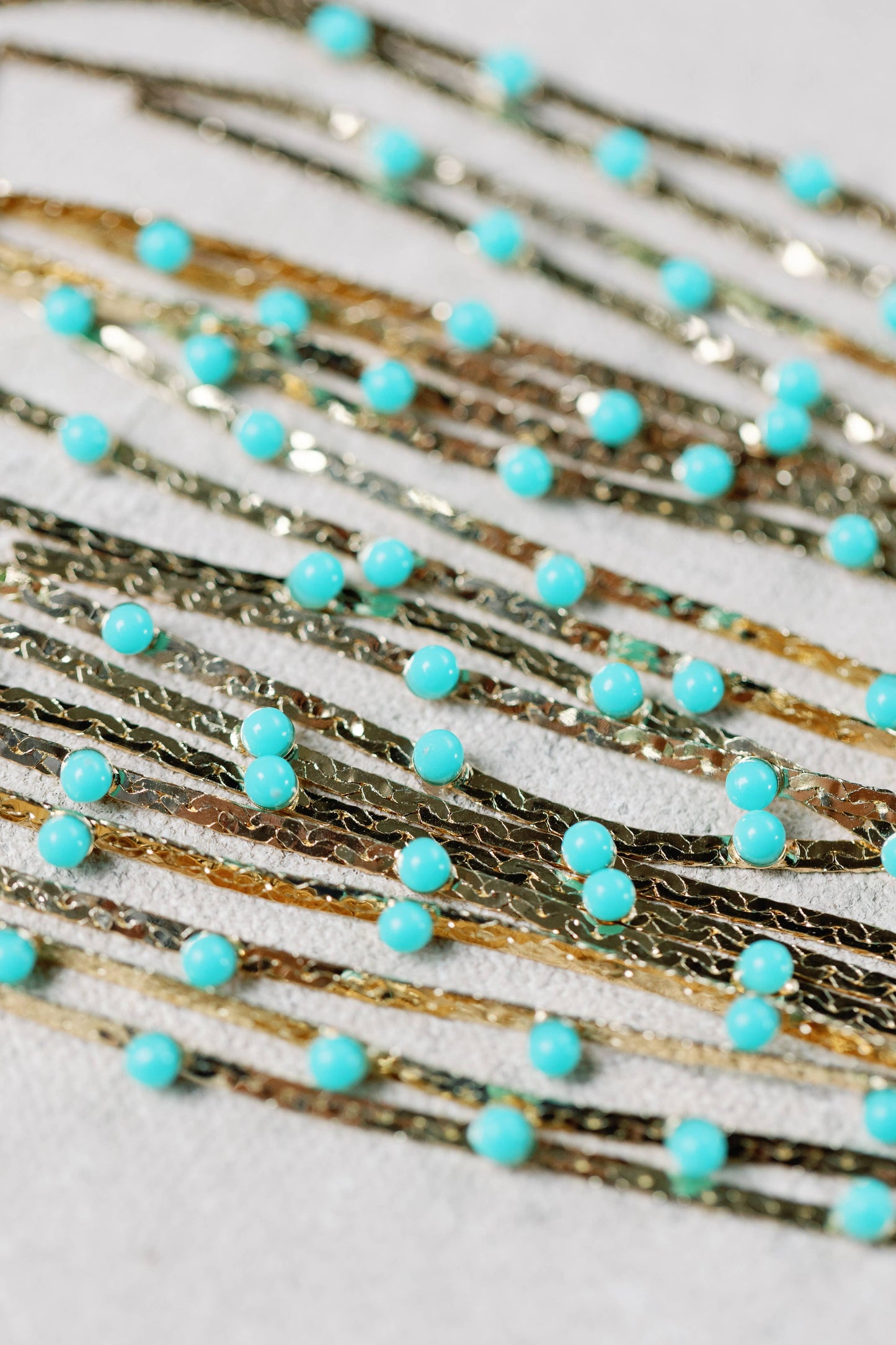 Turquoise Dotted Gold Earrings