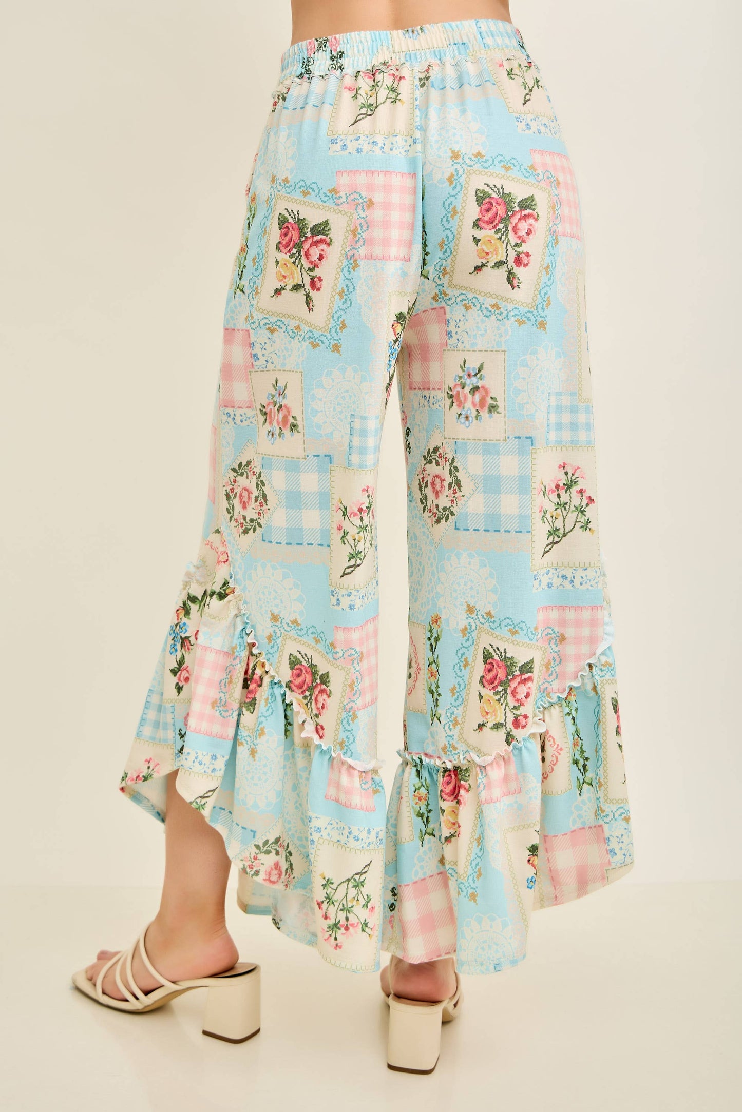 Rosy Ruffle Cropped Pants