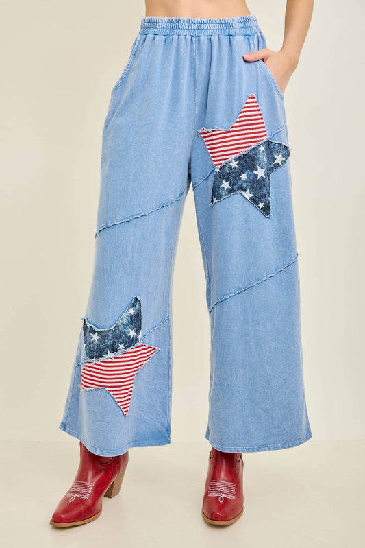 Star Patch Cropped Pants