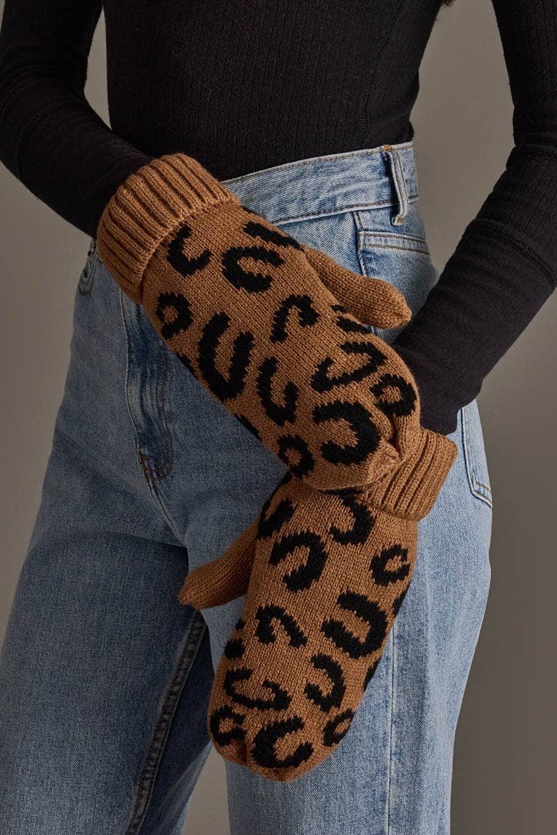 Camel Leopard  Mittens
