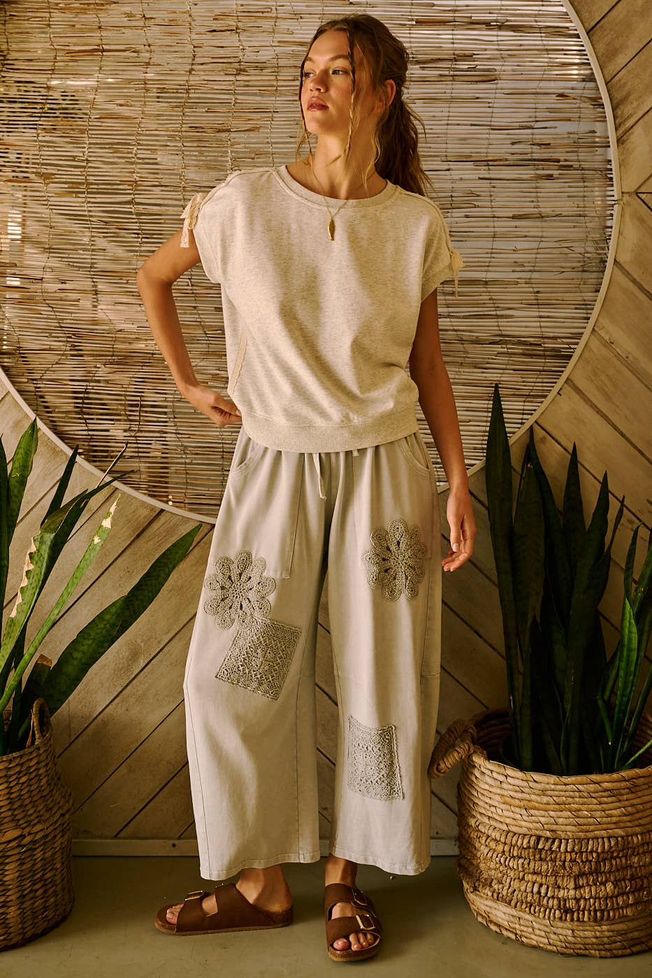 CROCHET PATCH BARREL SWEATS