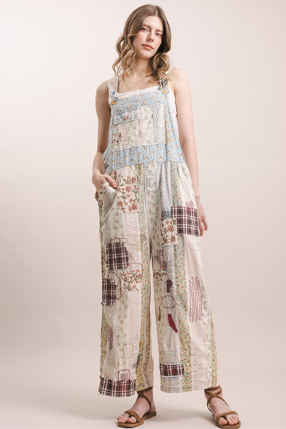 Patchy Strip Overalls