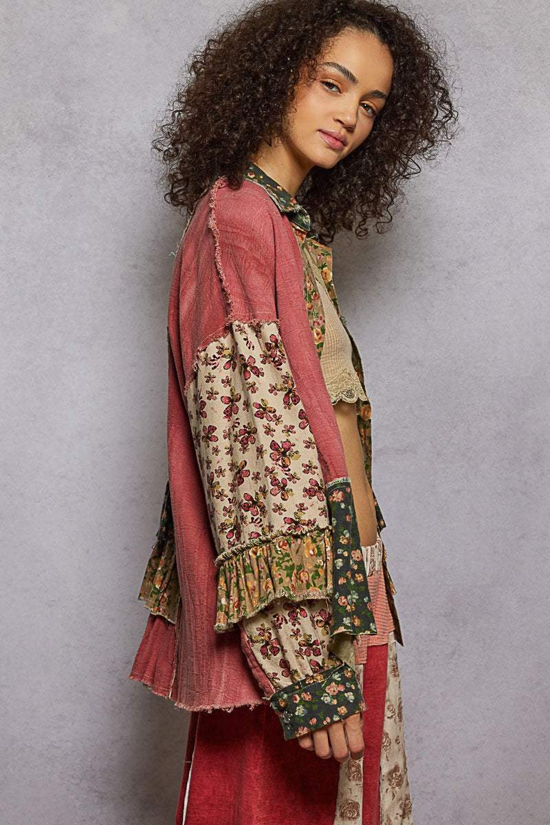 Raspberry Ruffle Shacket