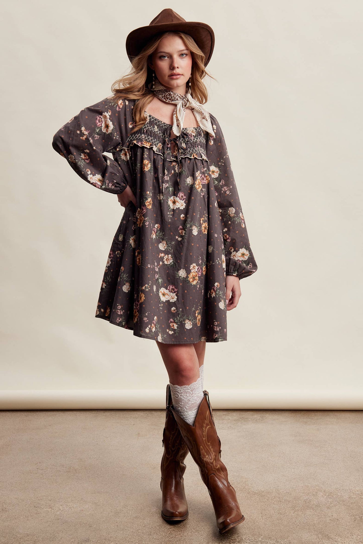 Smocked Floral Dress