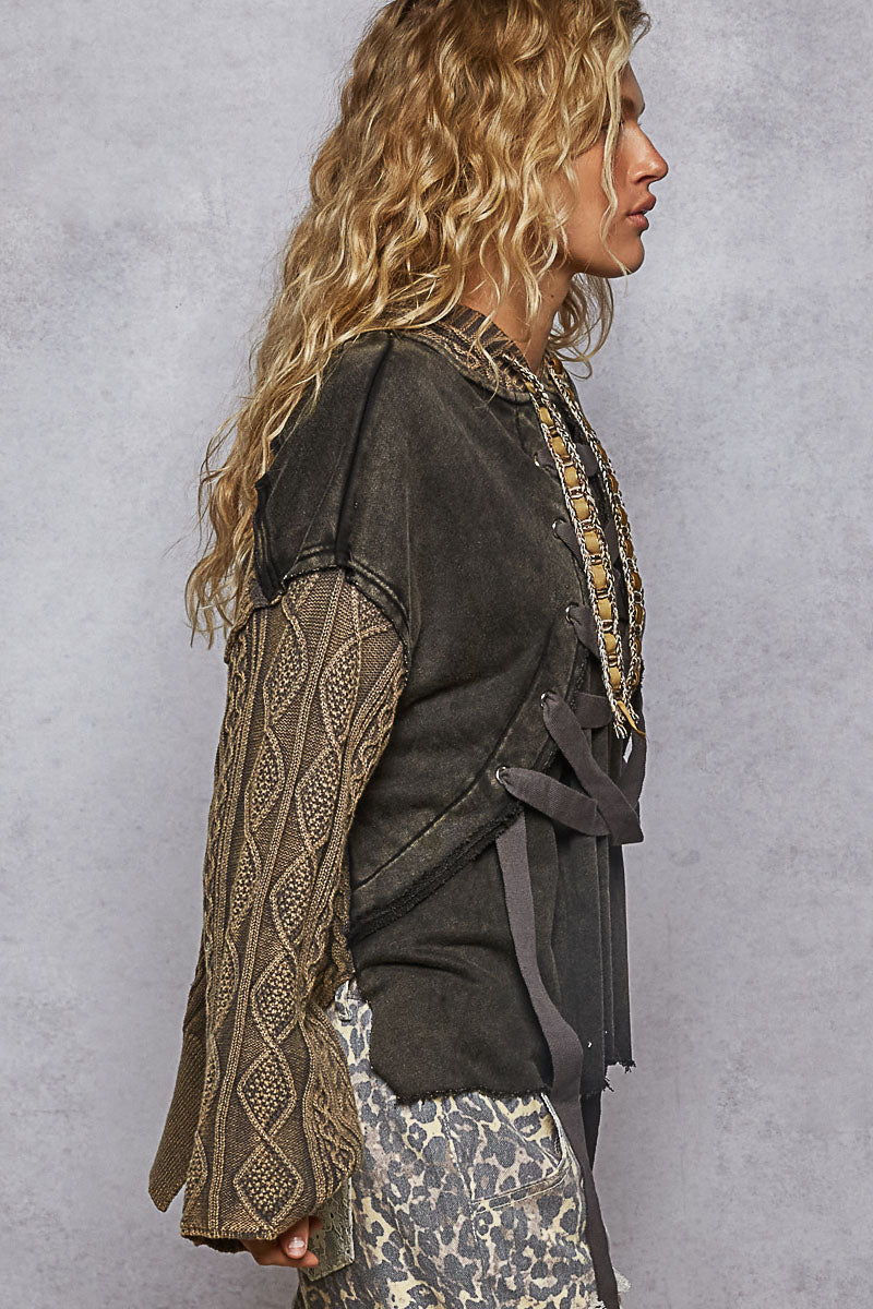 Lace Front Pullover
