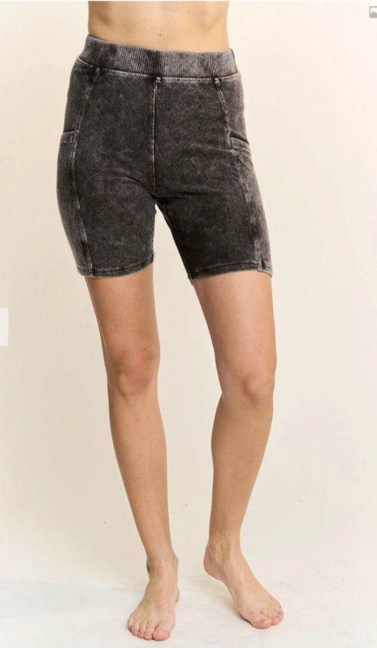 Washed Biker Shorts