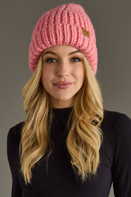 Pink Chunky Knit Beanie