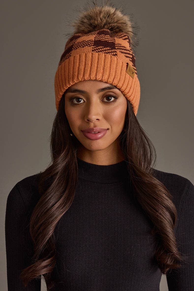 Orange & Brown Plaid Hat