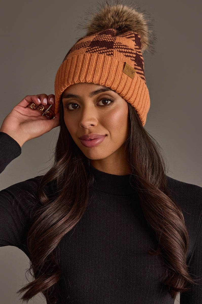 Orange & Brown Plaid Hat