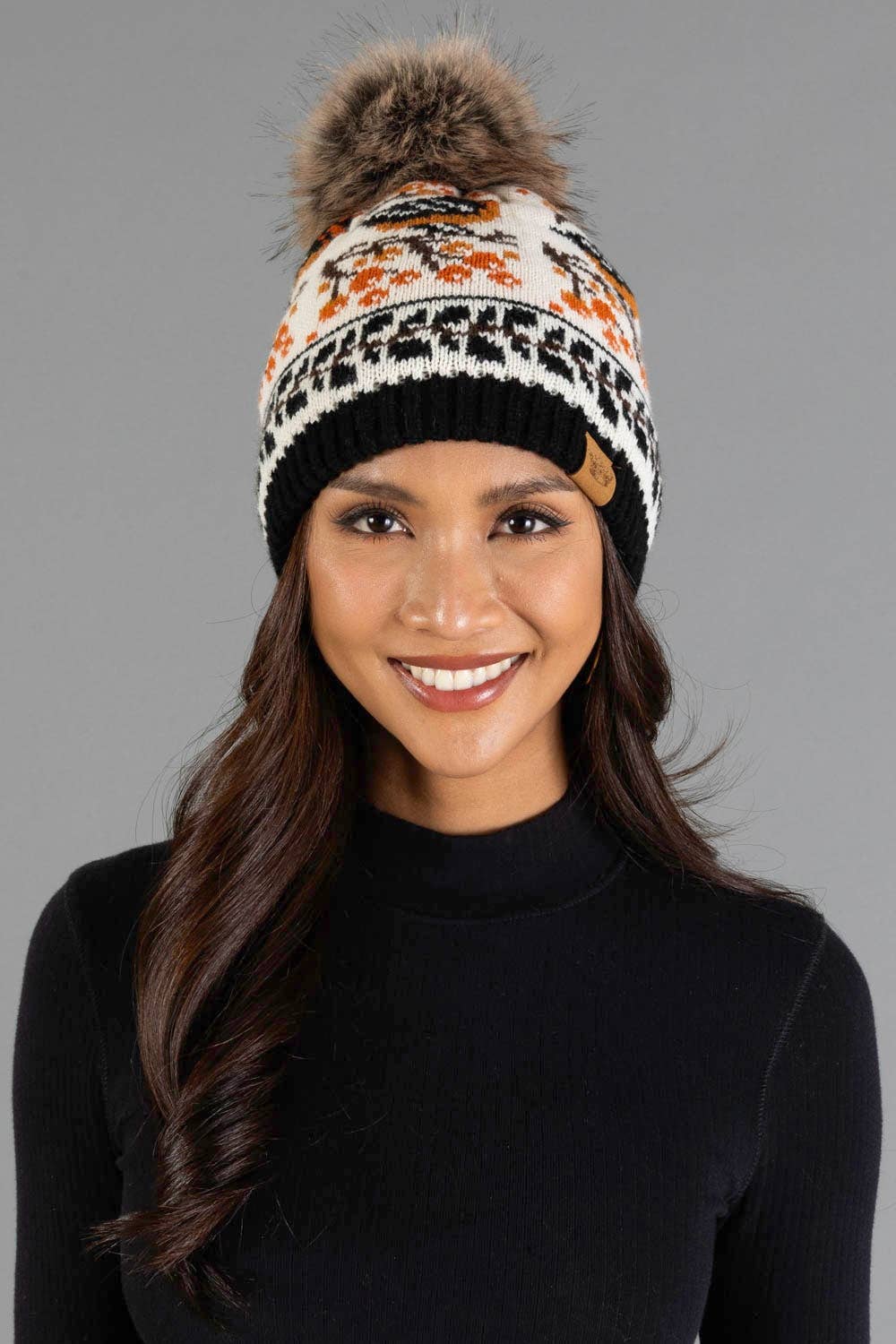 Black & Cream Bird Hat