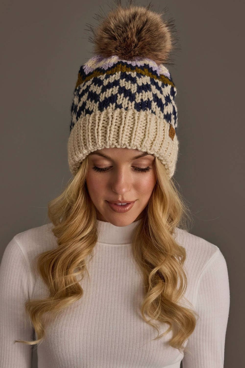 Lilac, Beige & Navy  Hat