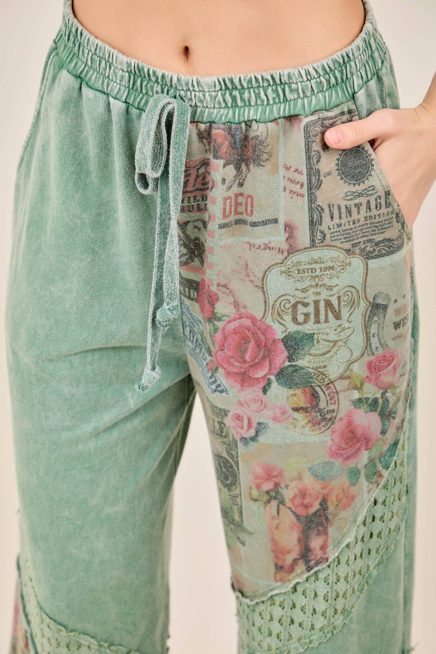 Vintage Collage Print Pants