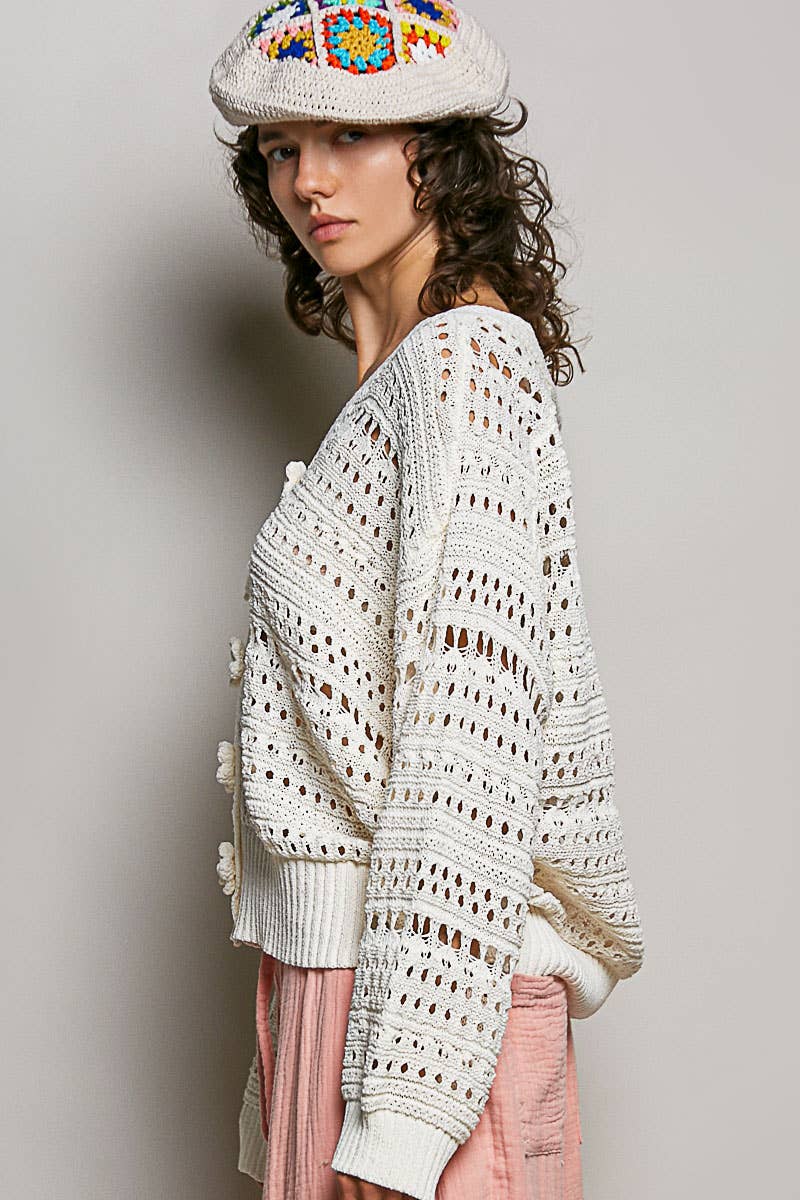 Pol: Flower Button Cardi