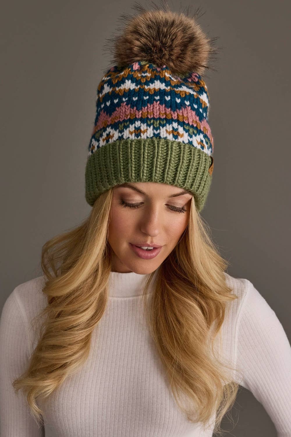 Green, Blue, Pink & Brown Hat