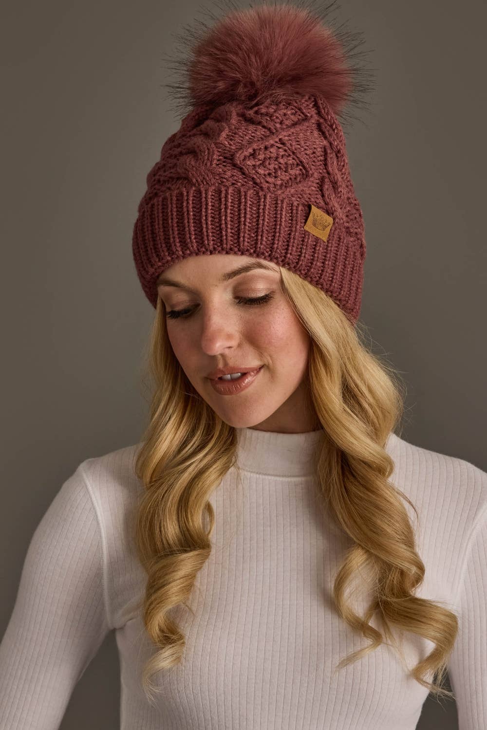 Berry Cable Knit Hat