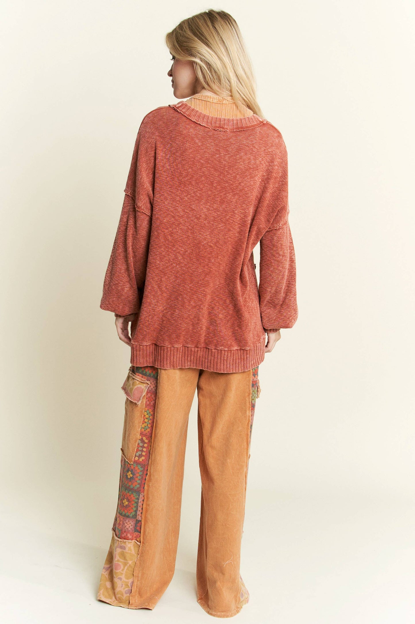 Crochet Print Washed Pants