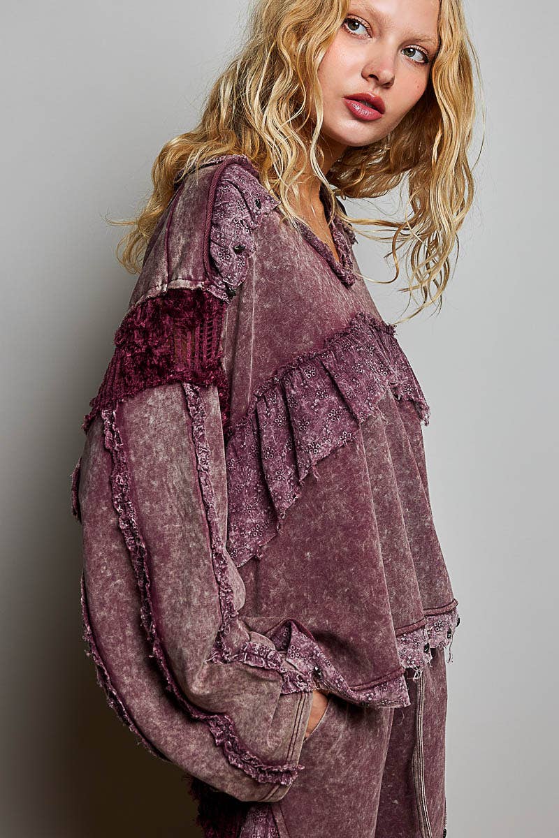 Pol: Ruffled Stud Pullover
