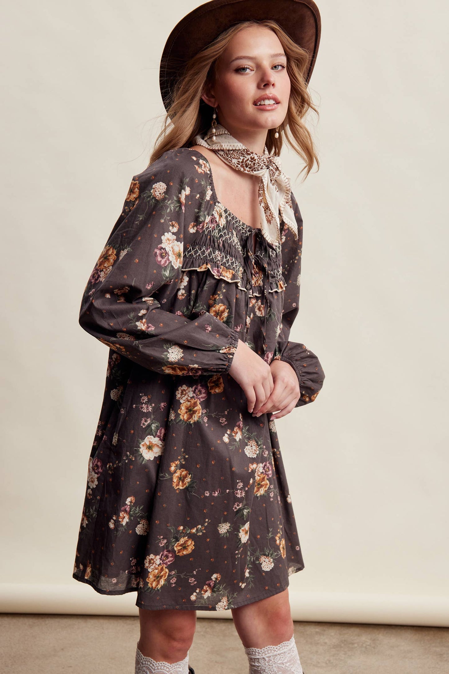 Smocked Floral Dress
