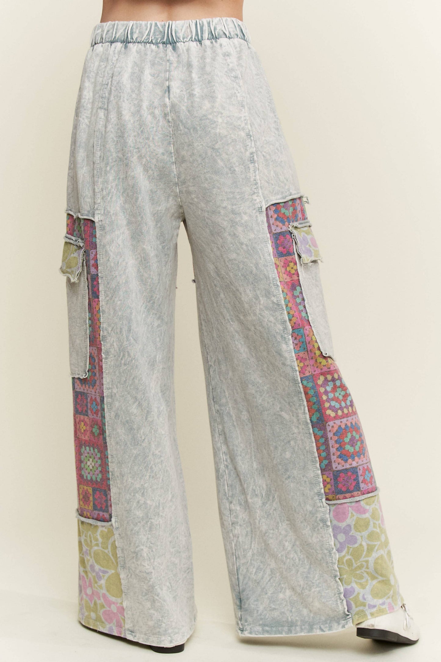 Crochet Print Washed Pants