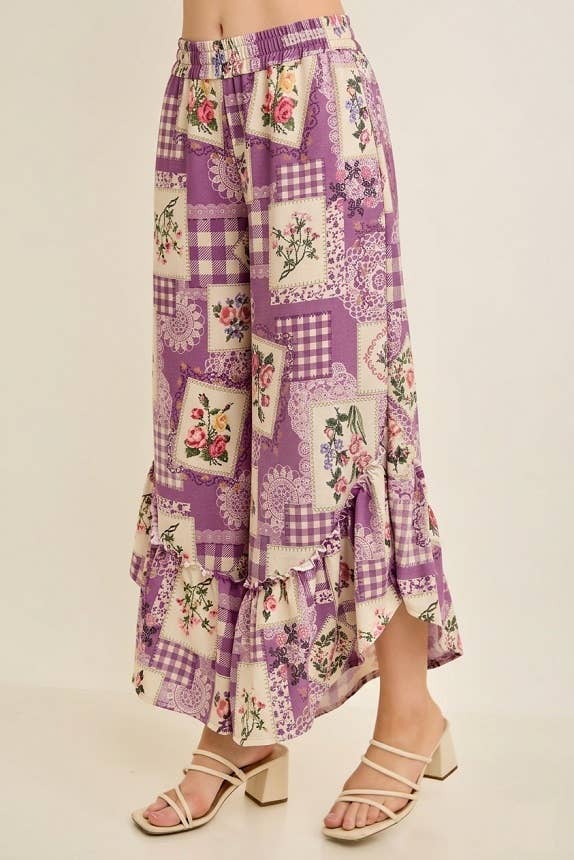 Rosy Ruffle Cropped Pants