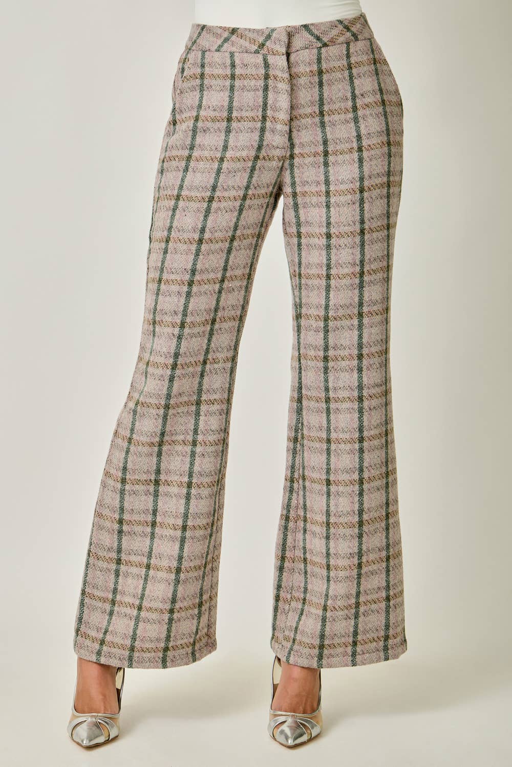 Plaid Bootcut Trousers