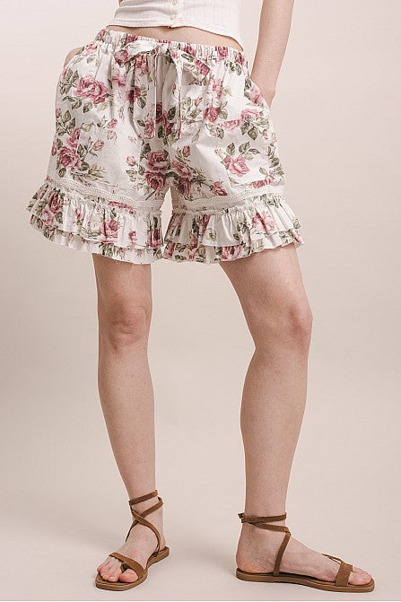 Rose Print Shorts