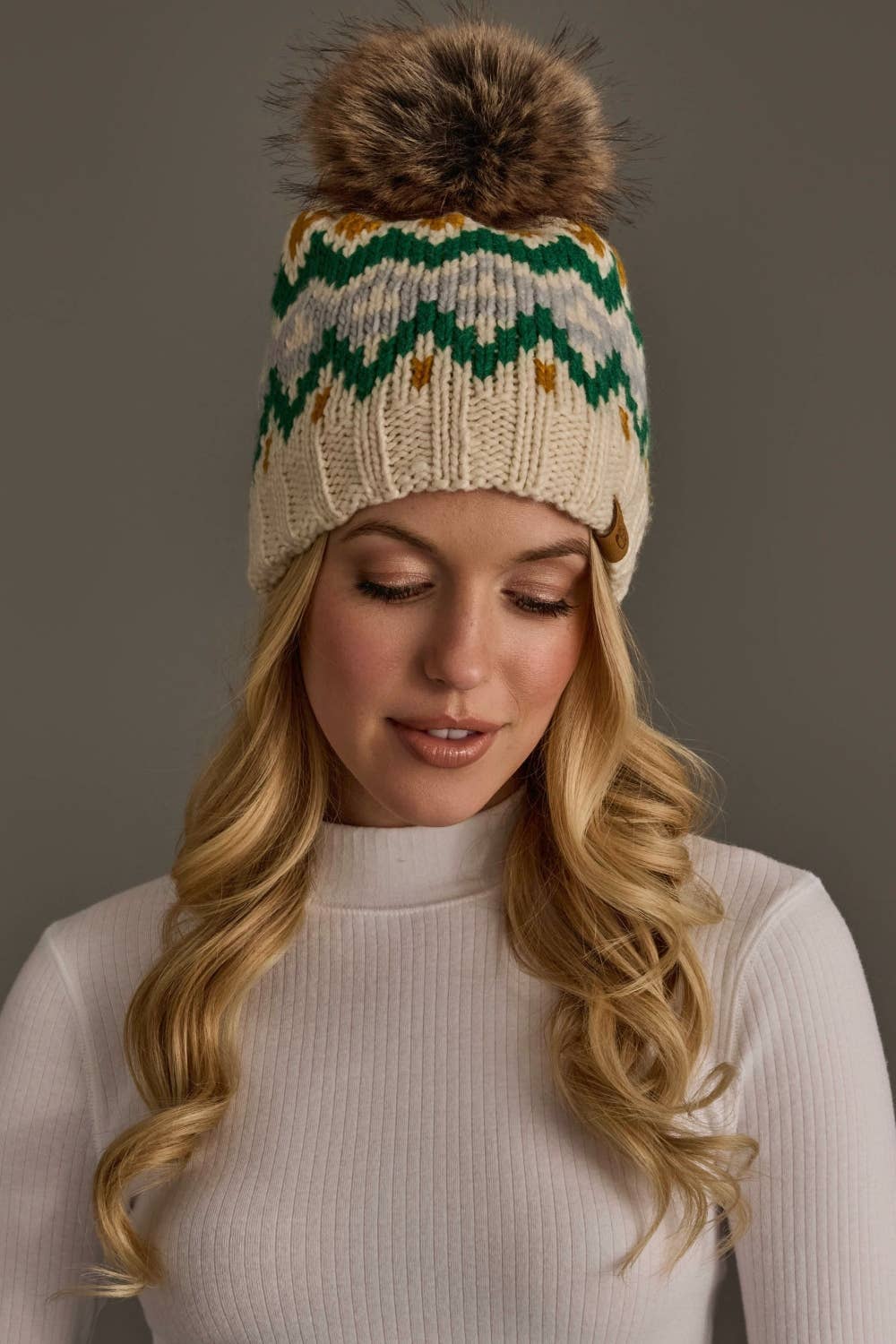 Cream, Gold, Green & Gray Hat