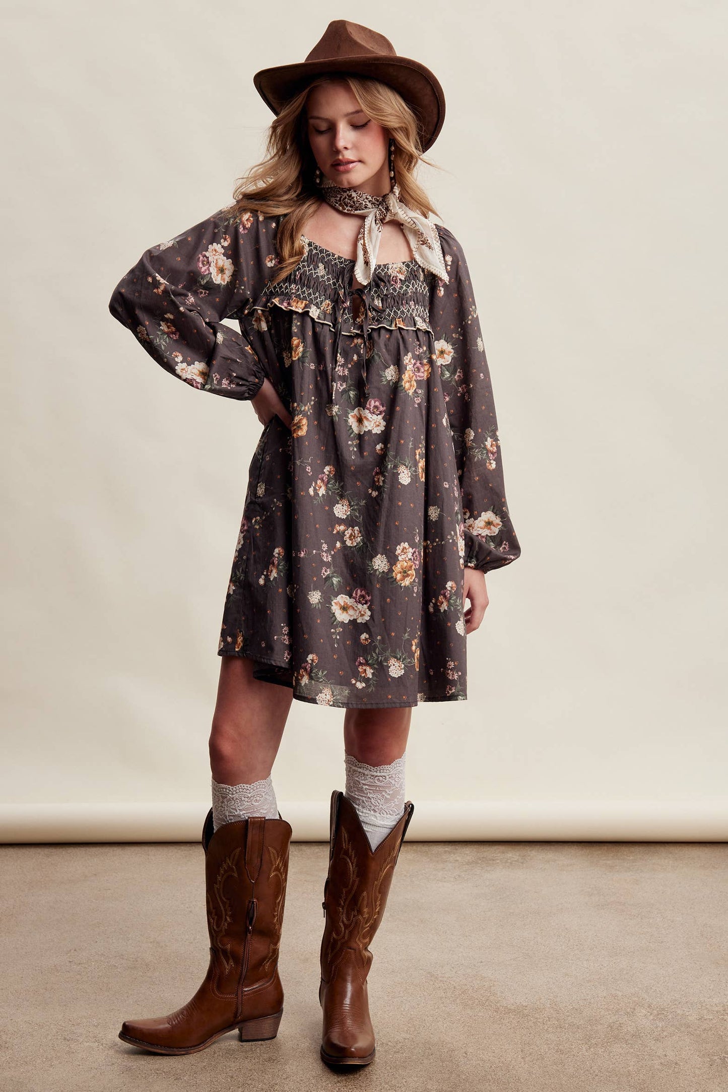 Smocked Floral Dress
