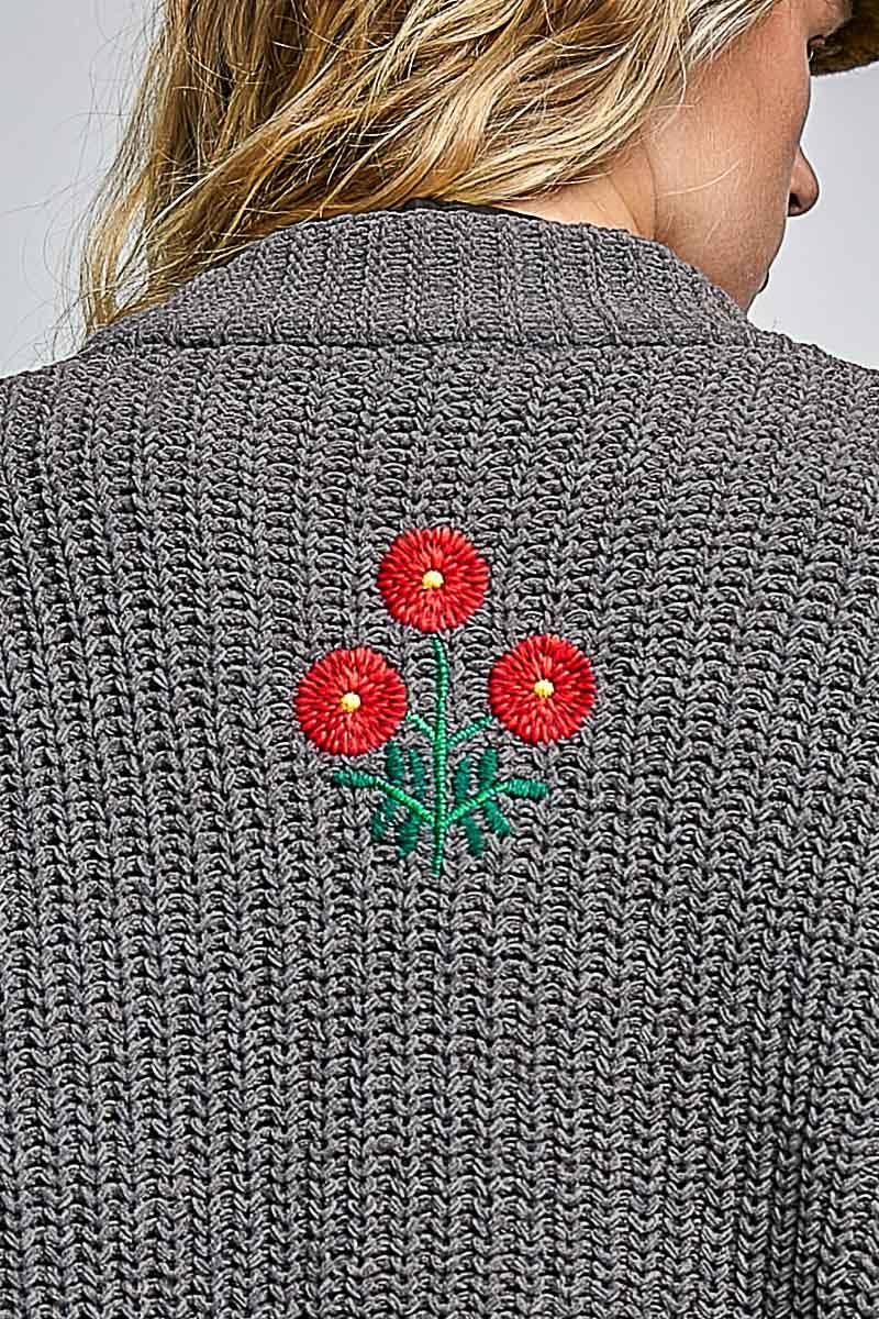 Flower Embroidered Cardi