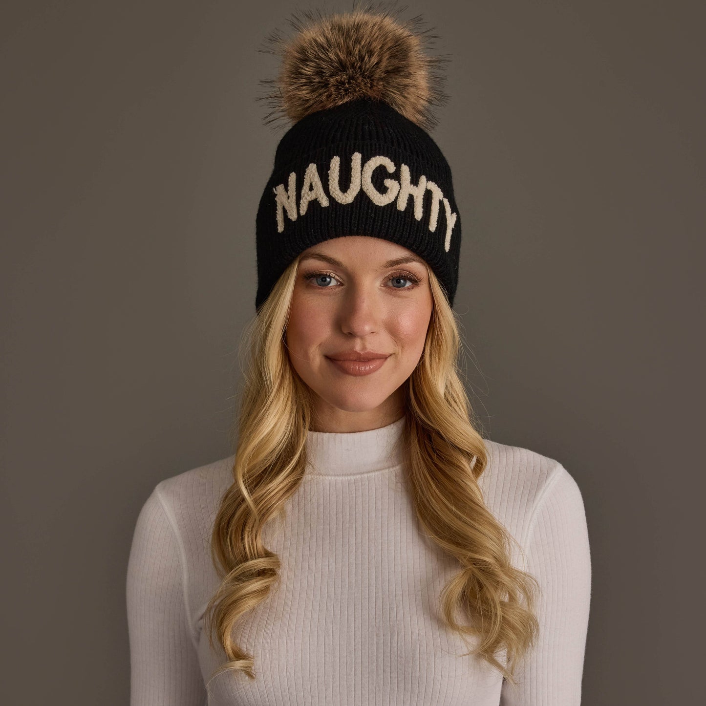 Black Naughty Pom Hat