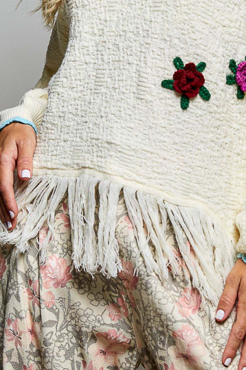POL: Fringe Poncho Sweater