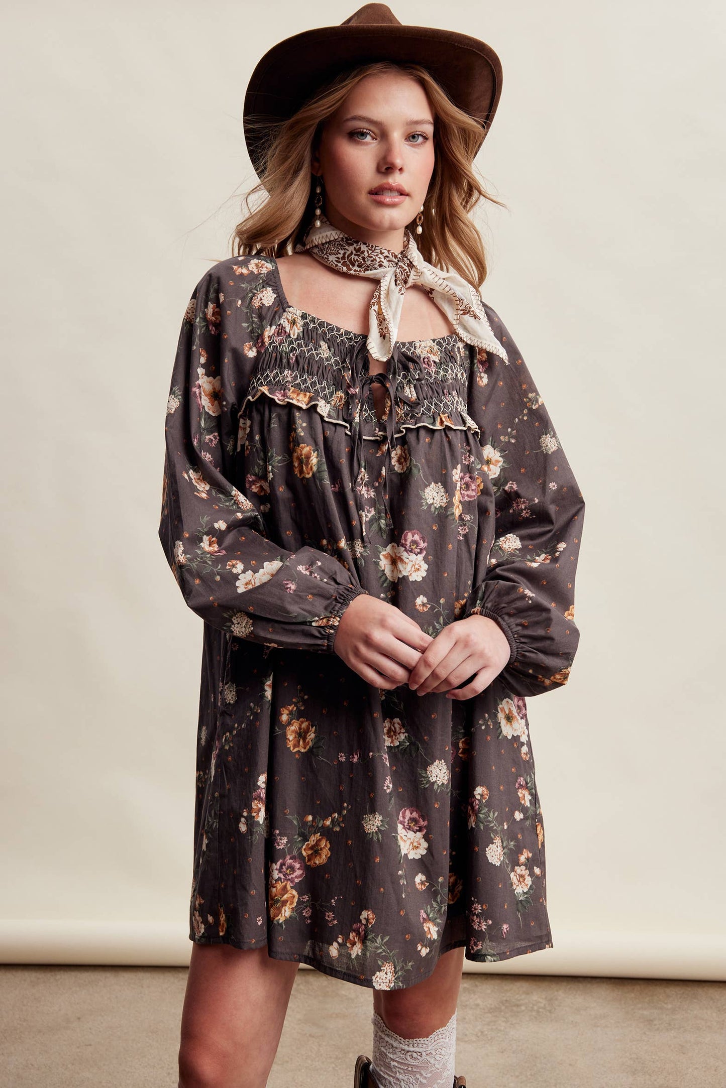 Smocked Floral Dress