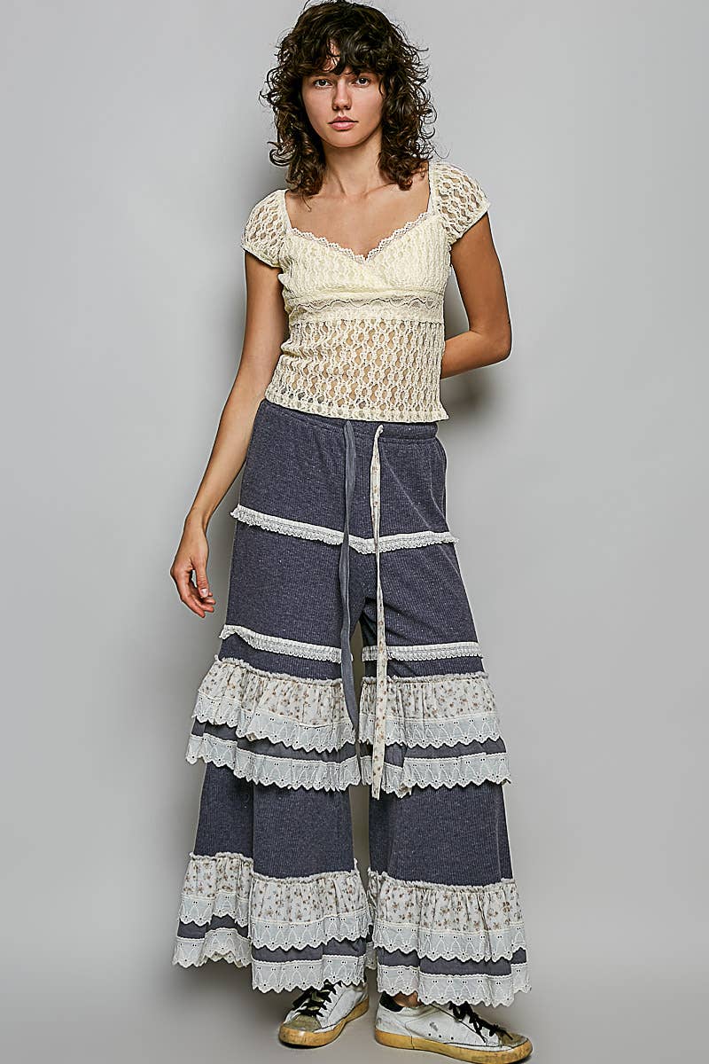 POL: Floral Contrast  Pants
