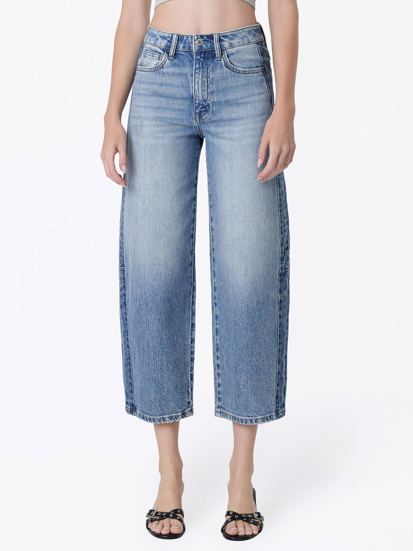 Side Stripe Barrel Jeans