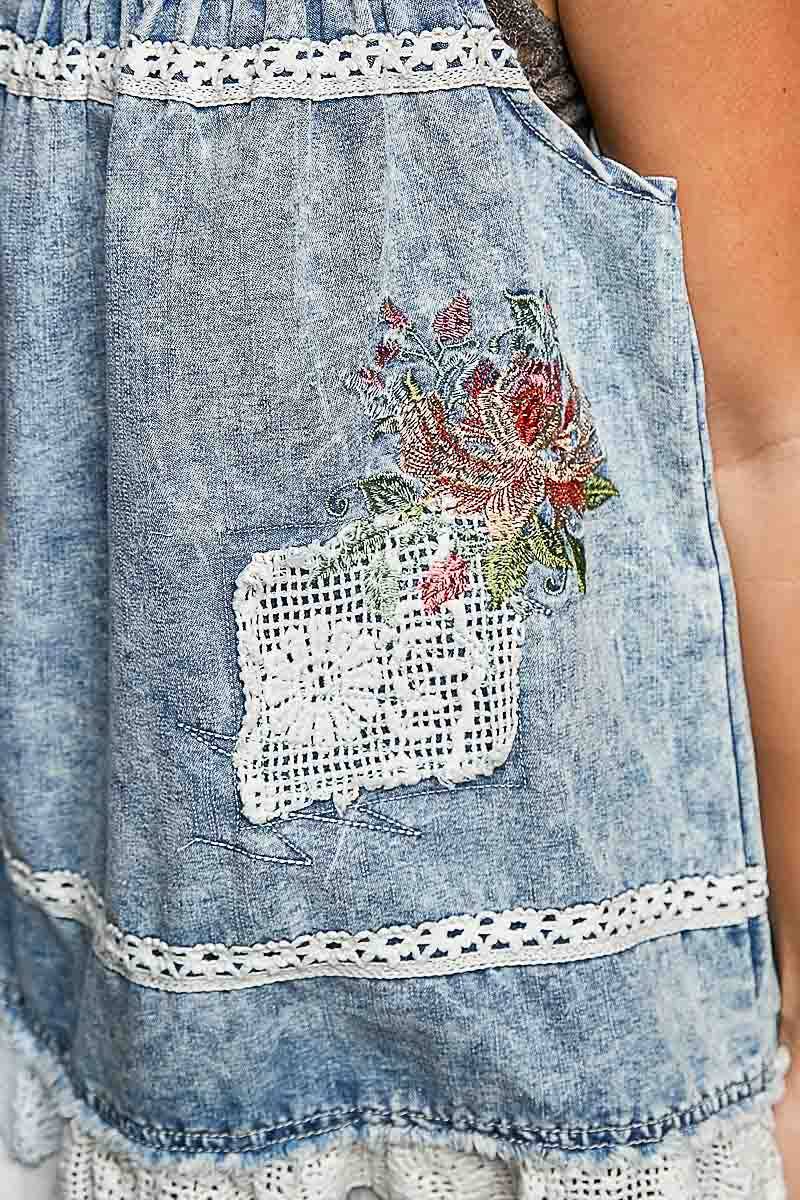 POL:  Denim Patch Top