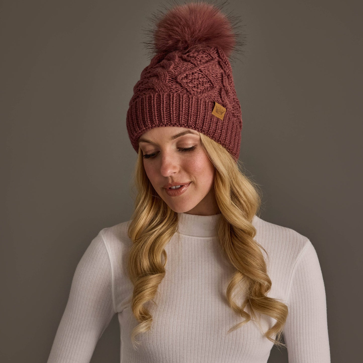 Berry Cable Knit Hat