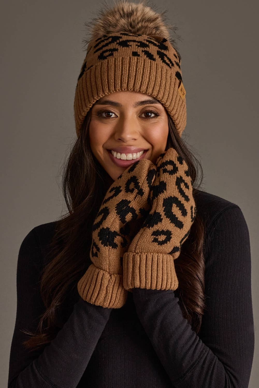 Camel Leopard  Mittens