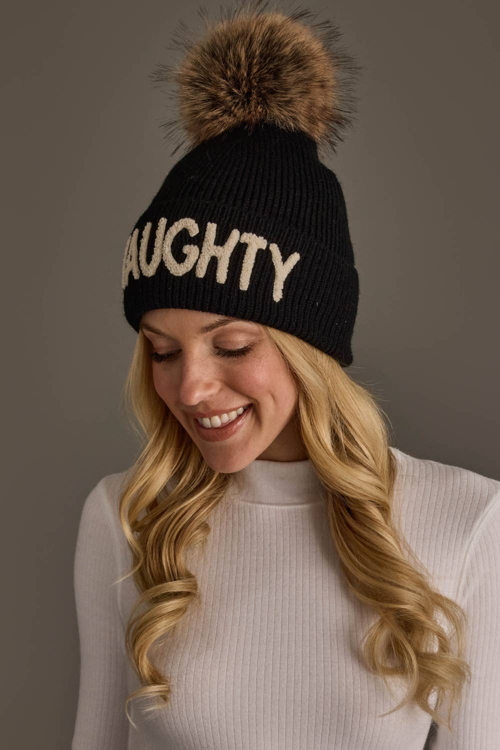 Black Naughty Pom Hat