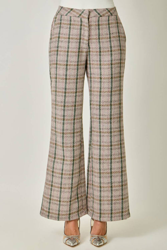 Plaid Bootcut Trousers