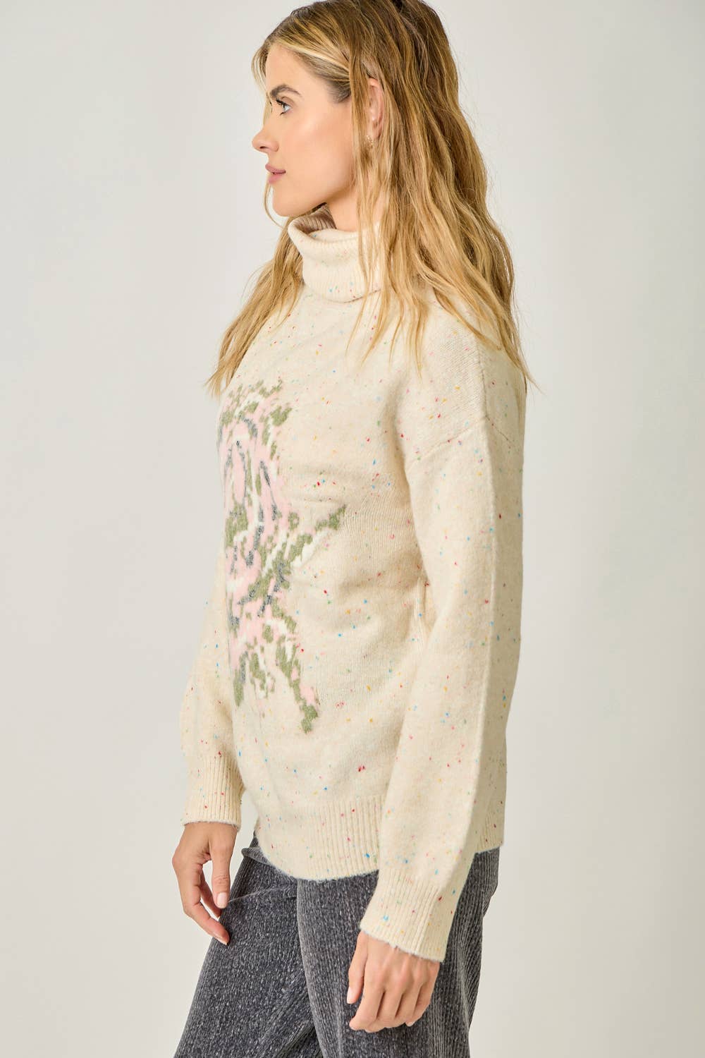 Turtleneck Floral Sweater