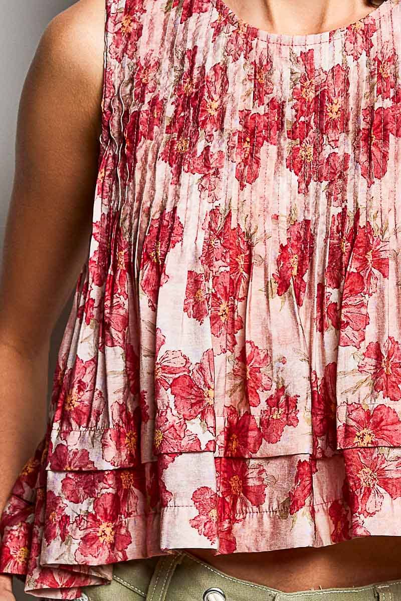 POL: Pintuck Floral Top