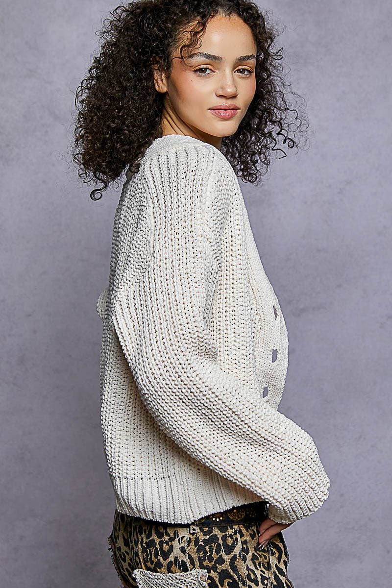 Pol: Flower Button Cardi