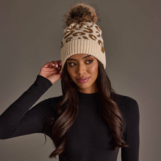 Cream Leopard Hat