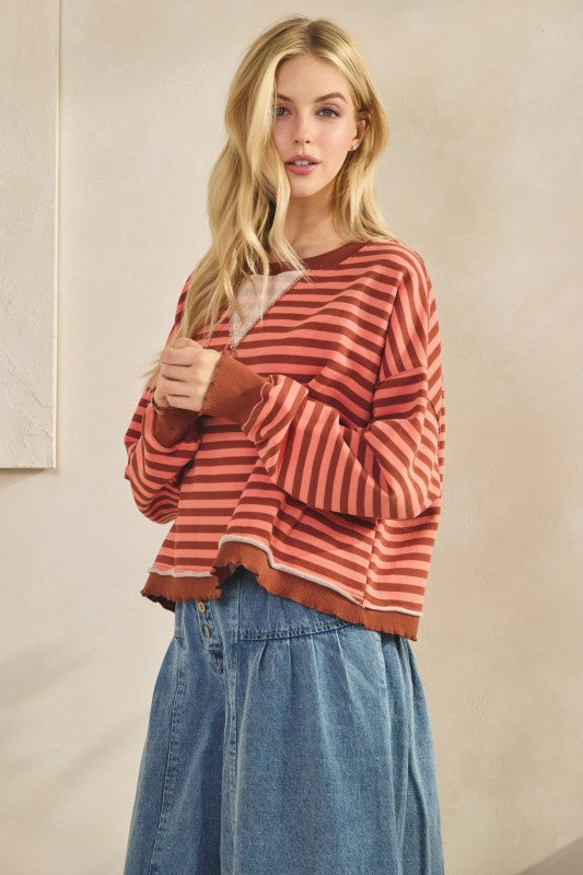 Striped Terry Pullover