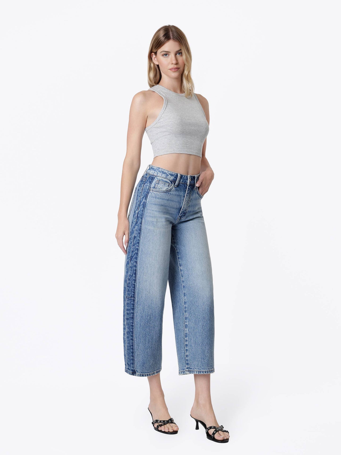 Side Stripe Barrel Jeans