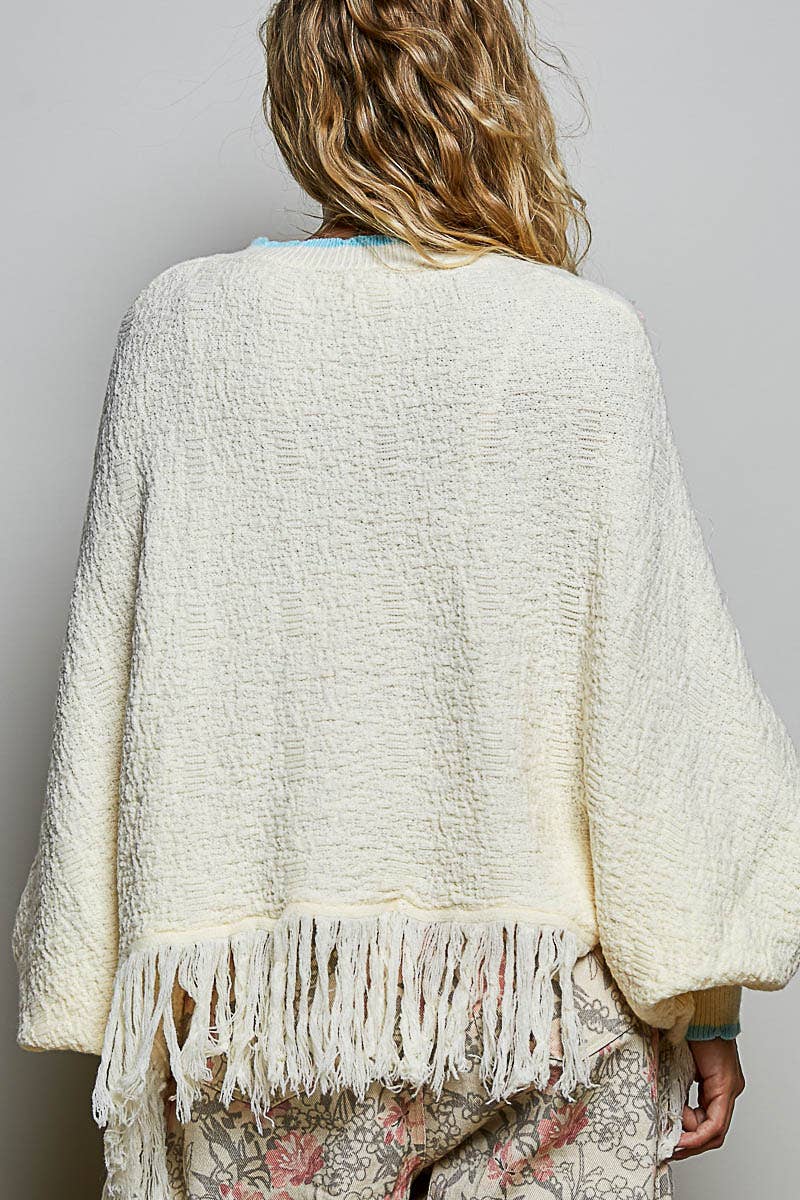 POL: Fringe Poncho Sweater