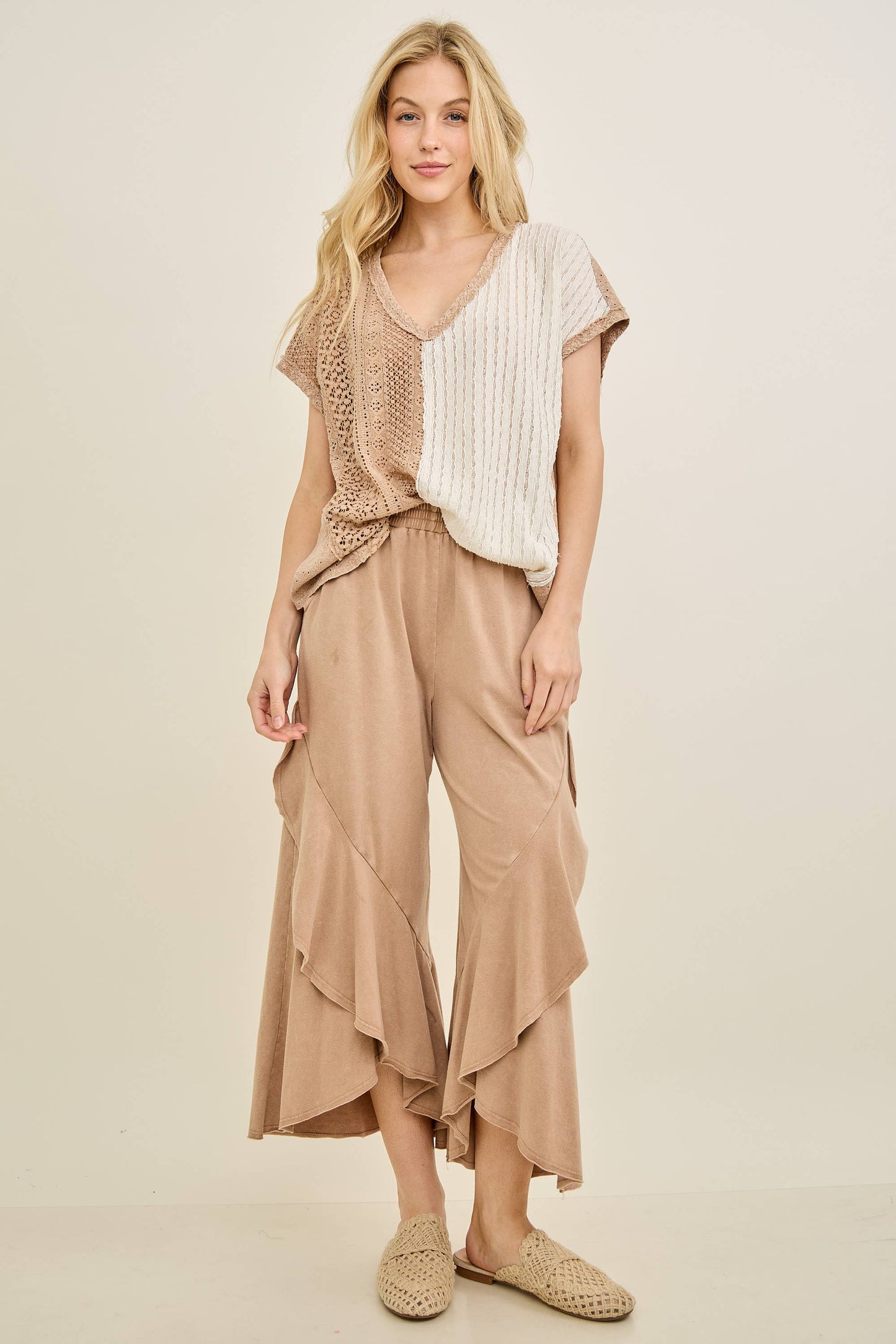 Washed Contrast Top