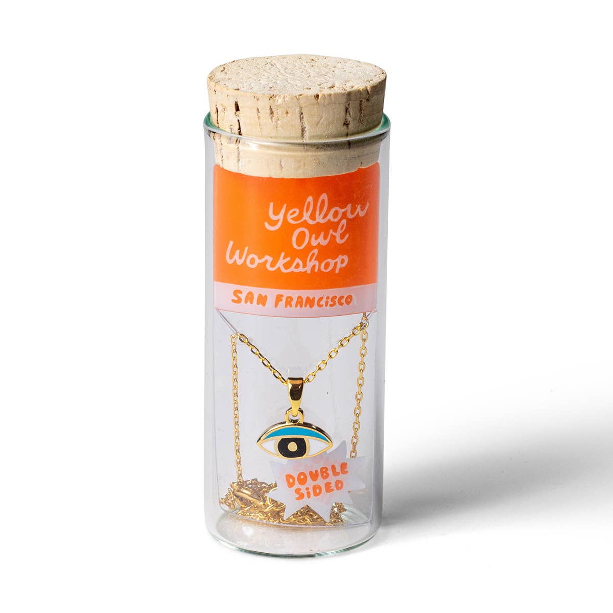 Eye & Lips Double-Sided Gold Pendant Necklace