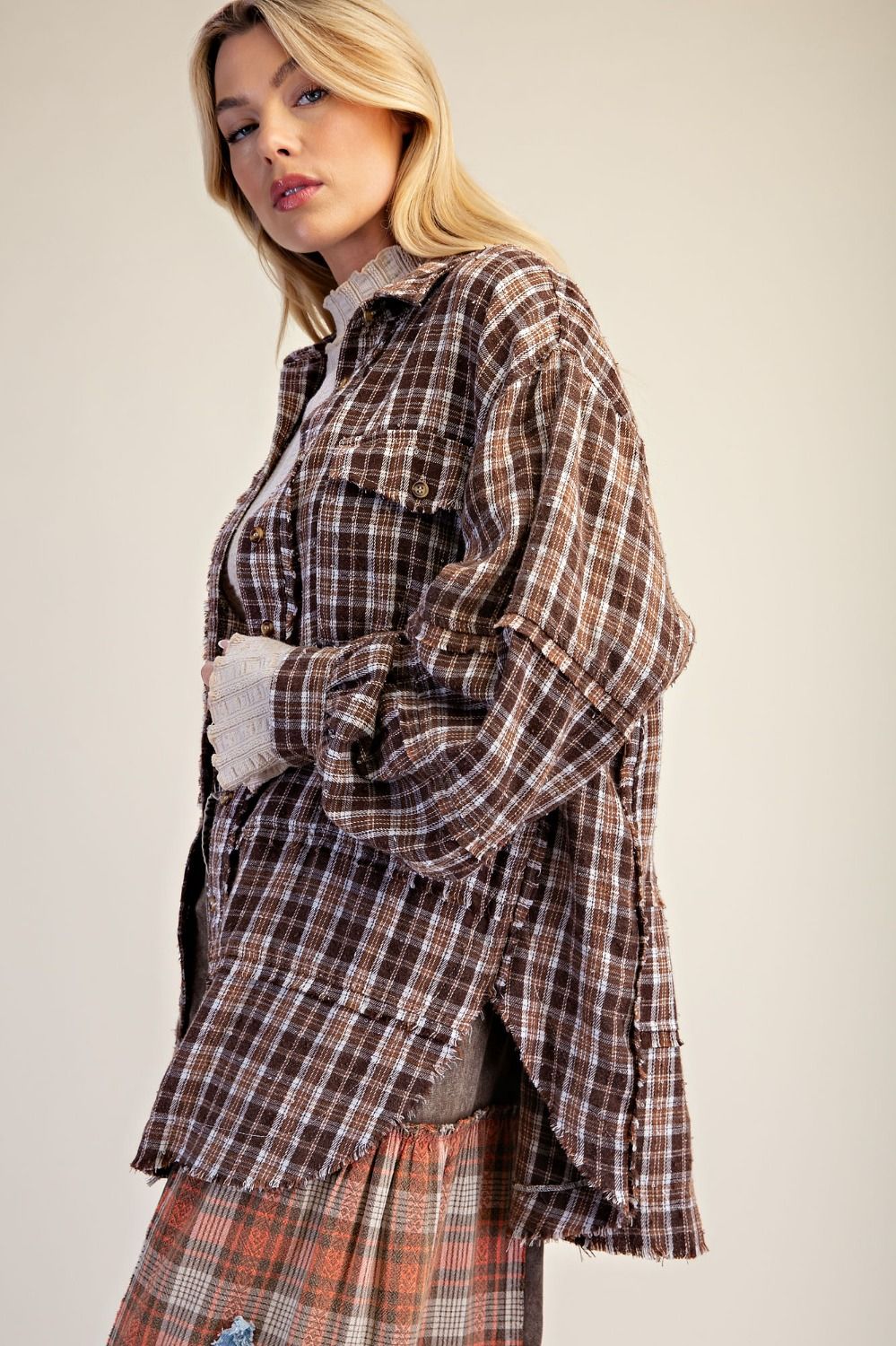 Distressed Plaid Flannel